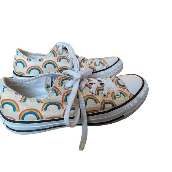 Celebrate Pride w/ Light Gold Rainbow Converse Chuck Taylor Sz 6 W Sz 4 - Picture 1 of 7